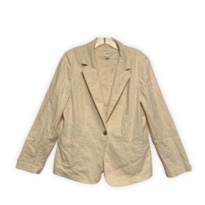J Crew Blazer Womens 10 Ivory Linen Cotton Casual Career Lightweight Preppy